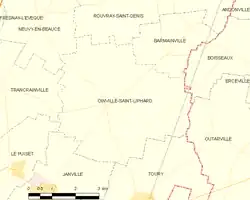 Carte de la commune d'Oinville-Saint-Liphard.