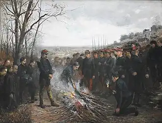 Le général Lapasset brûlant ses drapeaux par Étienne Dujardin-Beaumetz, avant 1882.