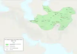 A map encompassing Transaxonia and Tokharistan in Central Asia and Afghanistan and Khorasan in Greater Iran