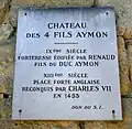 Plaque commémorative du château.