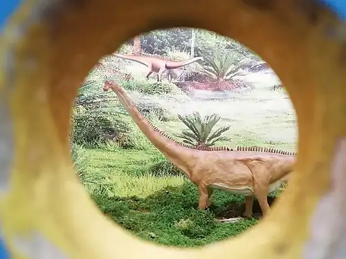 Diorama de Diplodocus carnegii, dinosaur phare du musée.