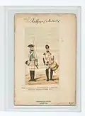 Soldat du régiment Saxe-Gotha en 1760 et tambour du régiment d'Arberg
