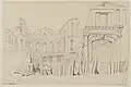Démolition de l'hôtel en 1830 - Au 1er plan, le portail sur la rue Saint-Honoré.