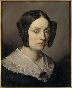 Portrait d'Augustine Fournerie, née Doré par Jean-François Millet, huile sur toile, vers 1840.