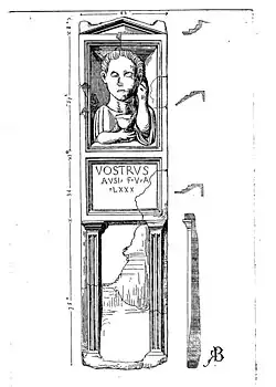 Dessin d'une stèle dans un ouvrage ancien