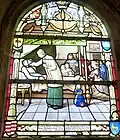 Vitrail de Gabriel Léglise représentant la mort de René II de Névet le 13 avril 1676.