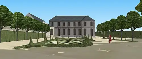 Vue depuis le bout du parterre nord de l'Hôtel Crozat de profil, vers 1710.