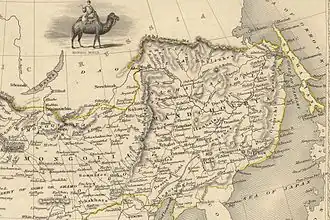 Emplacement de la ville sous le nom de Saghalian Oula sur une carte publiée en 1851