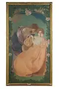 Edmond François Aman-Jean, La confidence, 1898, Musée des Arts décoratifs, inv. 11942, commandé par Jules Maciet pour orner Le Salon du Bois du pavillon de l'Union Centrale des Arts Décoratifs à l'Exposition universelle de 1900 et donné par le mécène en 1905.