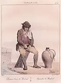 'Porteur d'eau à la cruche', publiée dans la revue 'Nouvelle Castille'. Signée White (gravure vers 1800).