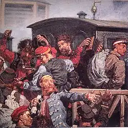 Groupe de soldats avec un accordéoniste et un violoniste, Galerie Tretiakov (1880).