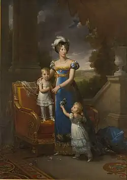 Portrait de la duchesse de Berry et ses enfants devant le Château de Rosny (Collection Château de Versailles).