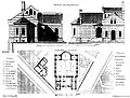 Plan d'implantation de la synagogue. La maison du gardien n'a jamais été construite