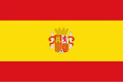 Drapeau des Nationalistes espagnols durant la guerre d'Espagne, modèle utilisé entre le 13 septembre 1936 et le 2 février 1938.