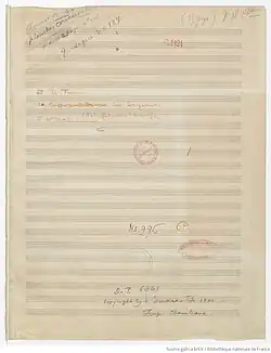 page de titre du manuscrit autographe