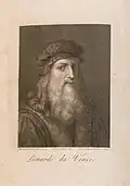 Gravure du napolitain Raffaello Sanzio Morghen datée de 1817 intitulée Leonardo da Vinci, elle est exécutée d'après Léonard par un témoin possible du tableau lorsqu'il se trouvait chez les Russo[14].