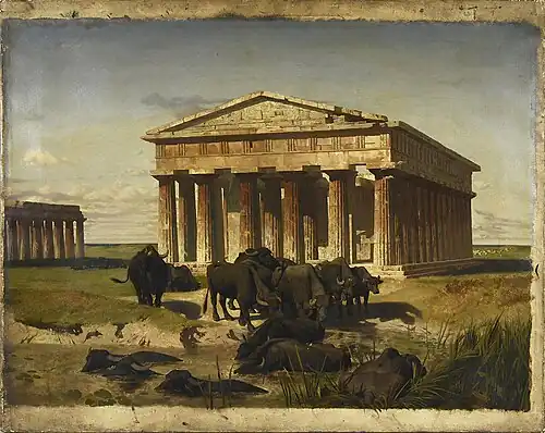 Vue de Paestum peint en 1851.