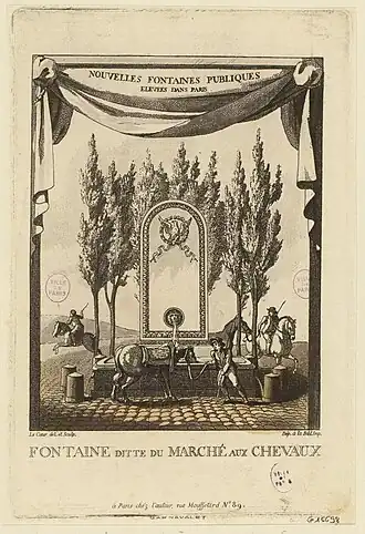 La fontaine du Marché-aux-Chevaux vers 1810.