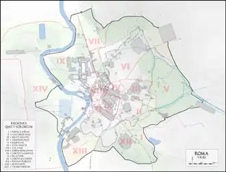 Carte de la Rome antique montrant la localisation de Autel de Consus.