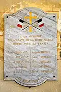 La plaque commémorative 1914-1918.