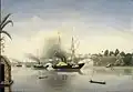 Bombardement du palais du sultan de Jambi par les Néerlandais (1858).
