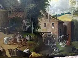 Le vannage du grain, peut-être dû à Giulio Camillo dell'Abbate, fils de Nicolò, 1560-1570, musée du Louvre.
