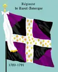 Drapeau du régiment Royal-Auvergne de 1783 à 1791.