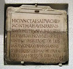 Plaque funéraire de Maria et sa petite-fille. Année 552