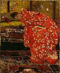 Fille en kimono rouge