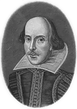 La seule représentation fiable de Shakespeare est cette gravure posthume du Premier Folio (1623) due à Martin Droeshout.