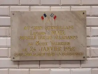 Plaque en hommage à Lucien Noël sur le quai pour Gambetta.