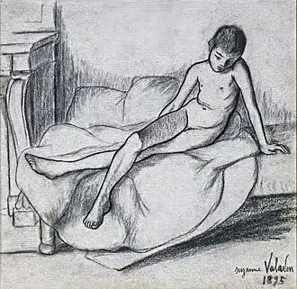 Suzanne Valadon Maurice Utrillo sur un divan (1895), crayon sur carton, collection privée.