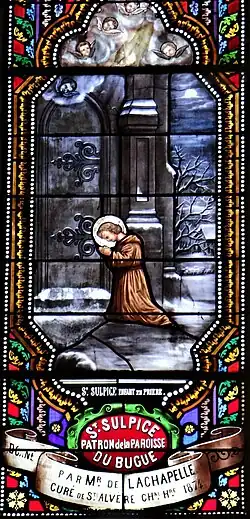 Verrière de saint Sulpice : Saint Sulpice enfant en prière