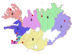 Les régions d'Islande.