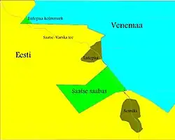 Carte du triangle de Lutepää et de la botte de Saatse.