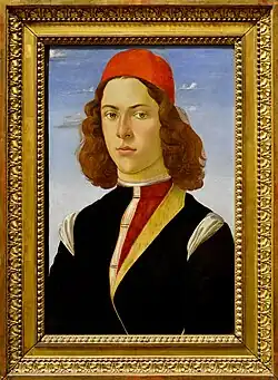 Portrait d'un jeune homme, réalisé sans doute par Botticelli, en tous cas dans son atelier ; vers 1480-85 ; musée du Louvre.