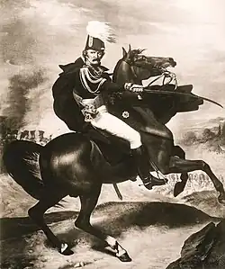 Simon Meister, portrait équestre du maréchal Blücher.