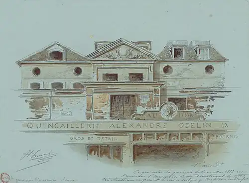 Détail du fronton du grenier en 1883.