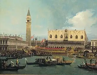 Il Bucintoro al Molo il giorno dell'Ascensione, Canaletto, 1740 circa