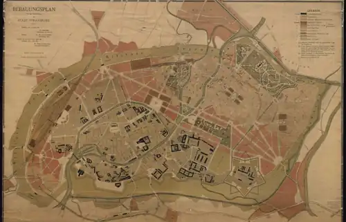 carte colorisée du plan urbanistique de Conrath