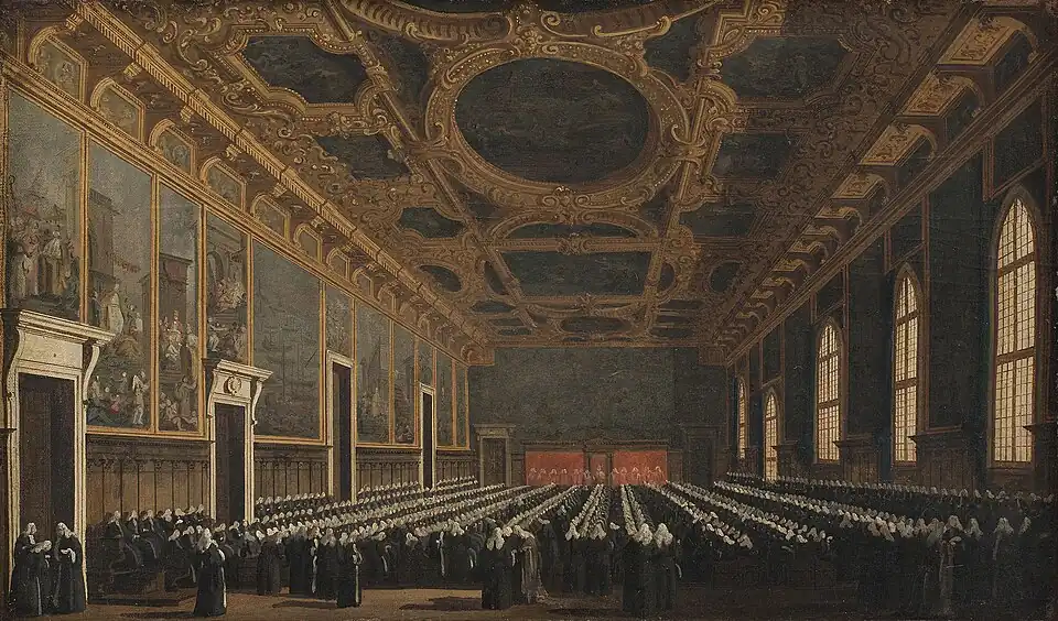Le Doge et le grand conseil, vers 1763 Statens Museum for Kunst[15]