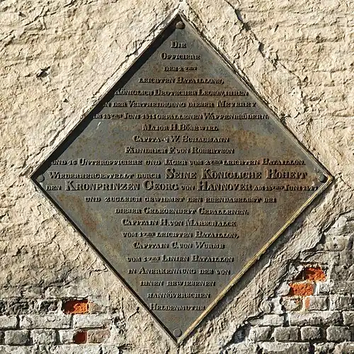 Hommage aux officiers de la King's German Legion.