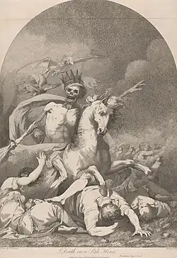 Death on a Pale Horse, eau-forte, tirage de 1784 par Joseph Haynes et Jane Mortimer.