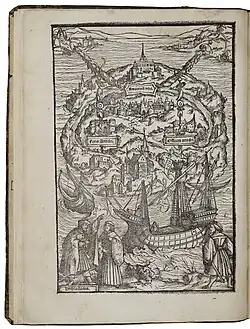 Gravure de Ambrosius Holbein représentant l'île d'Utopie