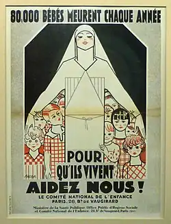 Une affiche de 1920 du Ministère de la Santé Publique Office Public d'Hygiène Sociale.