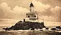 Le phare de la Teignouse au début du XXe&nbsp;siècle.