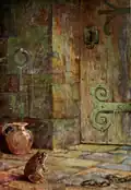 Illustration par Bransom de Monsieur Crapaud dans sa prison. La légende dit : « Crapaud était un prisonnier impuissant dans le cachot le plus reculé ».