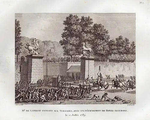 Charge du Royal-Allemand lors des échauffourées des Tuileries.