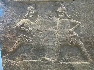 Pierre tombale du gladiateur Aquilus (1ère moitié du 1er siècle).