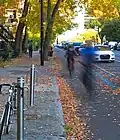 Section du Réseau express vélo sur la rue Saint-Denis.